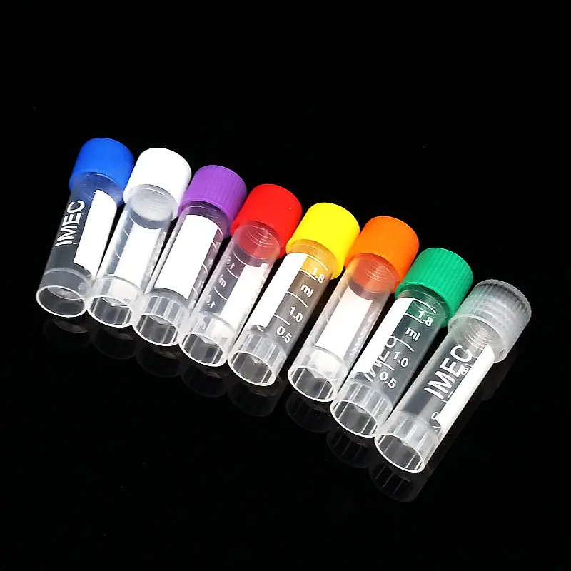 100pcs 1.8ml Graduated Lab Plastic Freezing Tube Cryo Preservative Tube Sample Cryovial With Cover