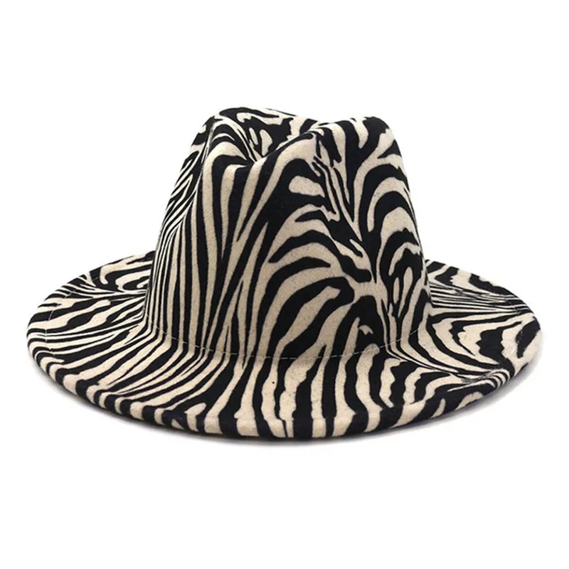 

fedora hat striped zebra pattern casual men women's hats designed outdoor winter vintage classic unisex Hat 2020 wide brim cap