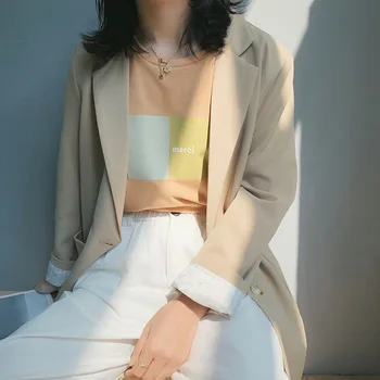 

Simple autumn and winter new casual solid color suit jacket women