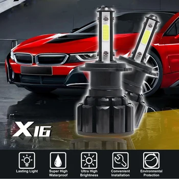 

2 PCS Car Headlight Bulbs H4 H7 H8 H9 H11 H13 9004 9005 9006 9007 LED 6500K Headlight Fog Lamp Car Bulb X16 Series 60w 8000lm