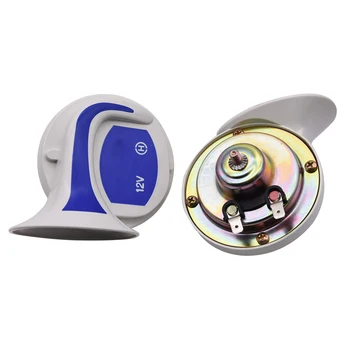 

RU Ship 1 Pair 115DB Car Horn Blue Auto Speaker Digital Electric Siren Loud Air Snail Horn 12 Tone Security Alarming Loud Horns
