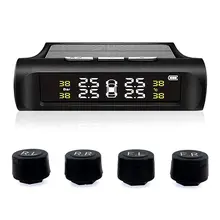 Автомобильный беспроводной прибор для контроля давления в шинах на солнечной батарее цифровой ЖК-дисплей