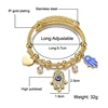 Turkish Lucky Fatima Hand Evil Eye Heart Adjustable Bracelets For Women High Quality Stainless Steel Jewelry 5