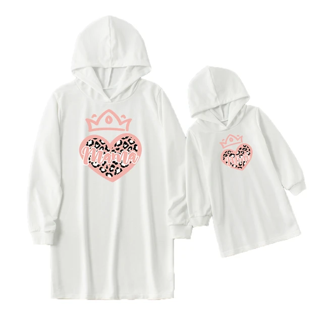 2021 Love Sweaters Autumn Mother Daughter Matching Dresses Family Set Mom Baby Mommy and Me Clothes Women Girls Hoodies Dress QS-B