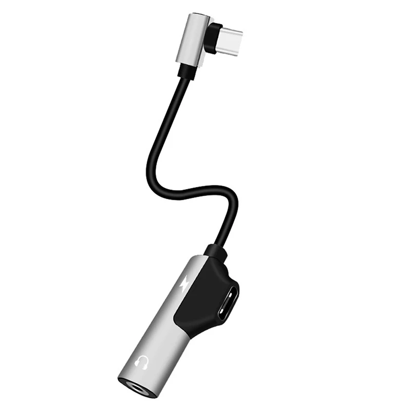 Серебристый OTG Тип C до 3,5 мм AUX и USB C Женский аудио адаптер 2в1 для Xiaomi 8 samsung S9 адаптер для наушников - Цвет: Серебристый