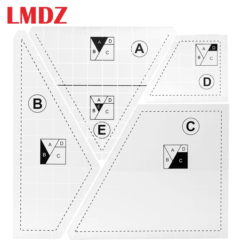 

LMDZ 4Pcs/Set Quilting Template Patchwork Sewing Kit Cloth Cutting Rulers Clear Sewing Ruler Tailor Multifunctional Measuring