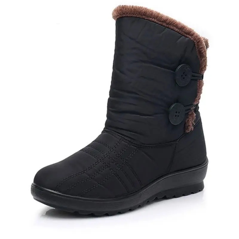 YAERNI/зимние ботинки; коллекция года; Брендовые женские зимние ботинки; женская обувь с пуговицами; нескользящая водонепроницаемая гибкая женская модная повседневная обувь; e1183 - Цвет: Черный