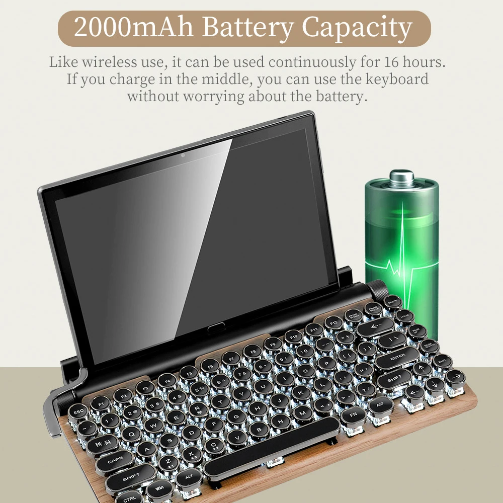 gelijktijdig onbetaald Shuraba Typewriter Keyboard Wireless Bluetooth Rgb Colorful Backlight Retro Mechanical  Keyboard For Cellphone Tablet Laptop Gamer Gk99 - Keyboards - AliExpress