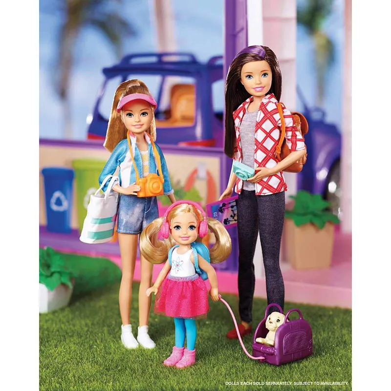 2019 14cm Original Barbie Dolls Barbie Dreamhouse Adventures Travel Chelsea Doll Set with Puppy Multi Colored Accessories