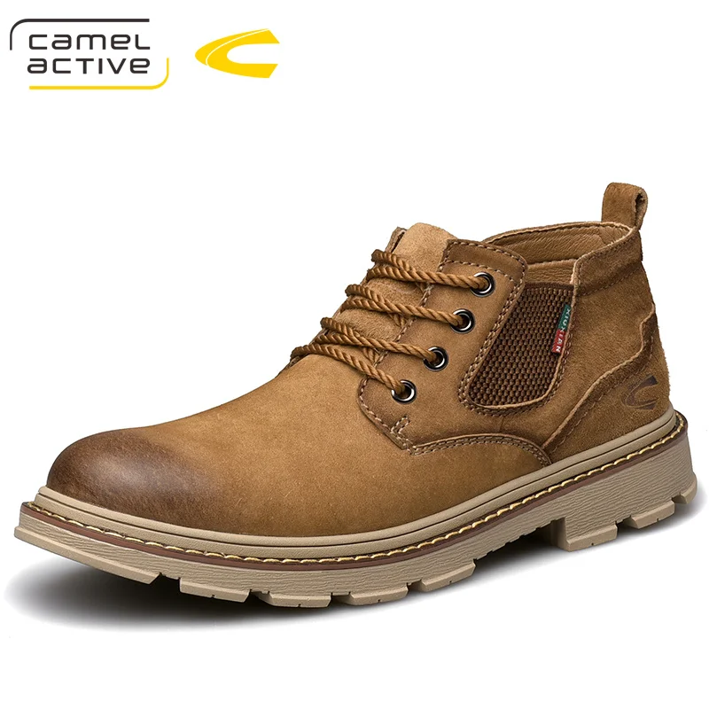 Camel Active New Genuine Leather Men's Shoes Handmade Man Outdoor Casual Thick SOLE Stitching Non-slip Male Footwear | Обувь