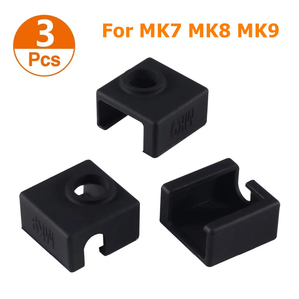 3 Pcs 3D Printer Heater Block Silicone Cover MK7 MK8 MK9 Hotend For Creality CR-10,10S, S4, S5, Ender 3, Anet A8 Socks