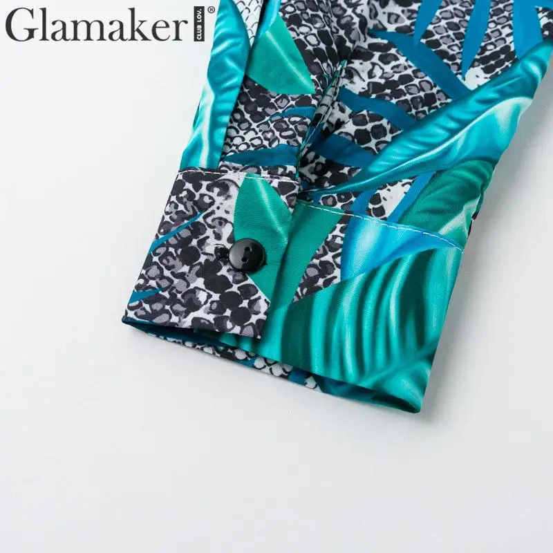 Glamaker, вязаное, с цветочным принтом, с v-образным вырезом, длинное платье для женщин, отложной воротник, с разрезом, с длинным рукавом, сексуальное платье для женщин, Осень-зима, платье