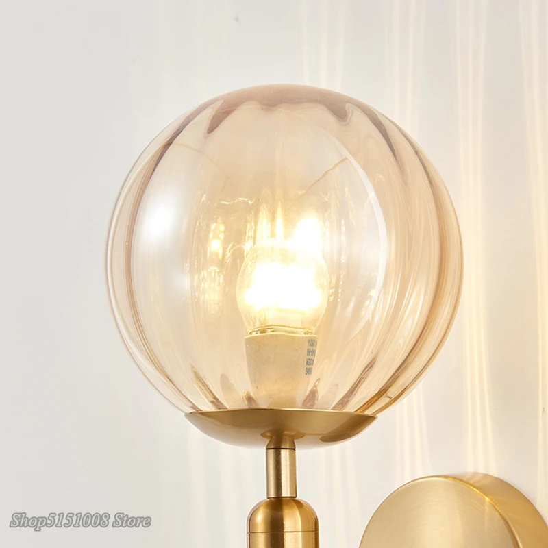 Nordic Modern Wall Lamp Bedroom Beside Glass Ball LED Wall Lights Wandlamp Bathroom Mirror Stair Lights Aisle Lighting Fixtures 6