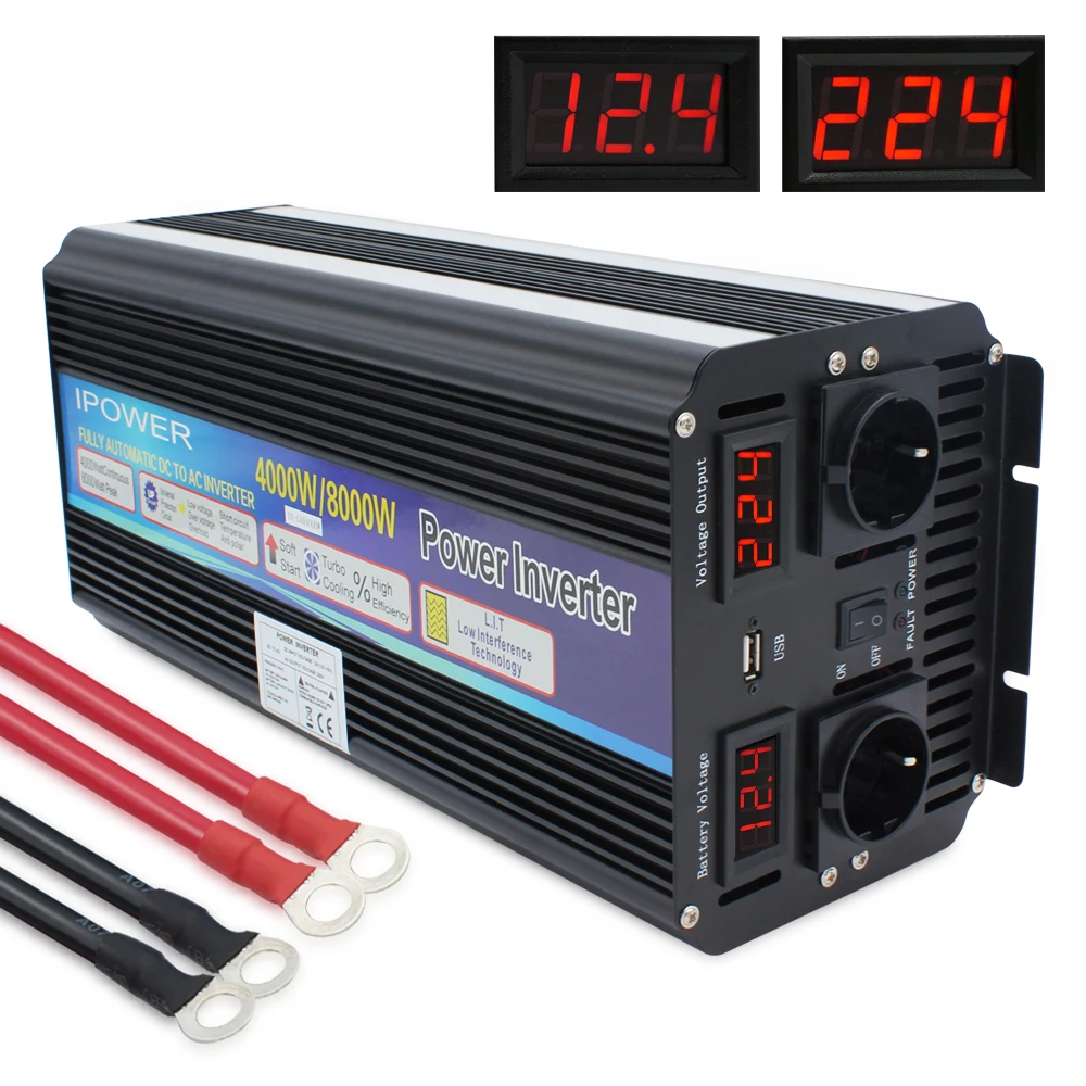 8000 Вт Peak12/24 В постоянного тока двойной светодиодный дисплей универсальная