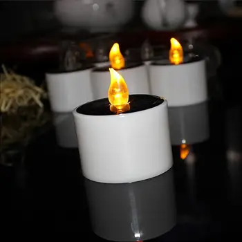 

1pcs Solar Power Candle Light Rechargeable Led Candles Light Multicolor Tea Lamps Creative Home Wedding Birthday Party Light