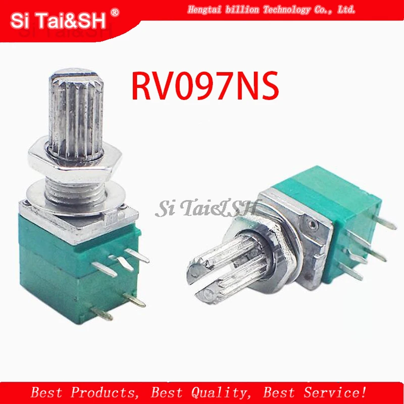 Audio Potentiometer 5pcs RV097NS 5K 10K 20K 50K 100K 500K with switch 5pin shaft 15mm amplifier sealing