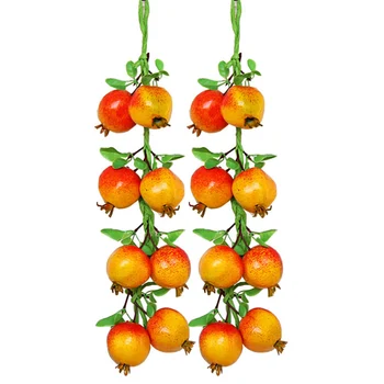 

2Pcs/set Artificial Pomegranate Simulation Fruit String Fake Vegetables Hanging Home Garden Decor Styrofoam PU Photography Props