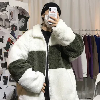 

Winter Thickening Lamb Hair Jacket Men's Warm Parka Men Fashion Casual Lapel Coat Mens Loose Cotton Jacket Male Clothes Outwear