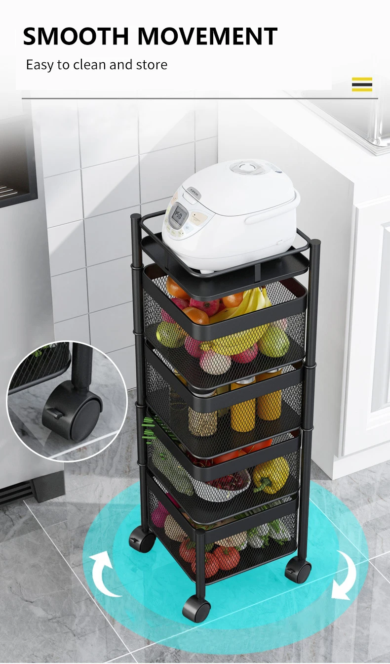 Kitchen organizer rotating vegetable shelving ground multilayer corner rack