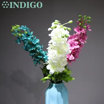 

INDIGO - Blue Delphinium - Fake Flower Artificial Silk Flowers Wedding Flower Home Decorative Banquet Blossom Free Shipping
