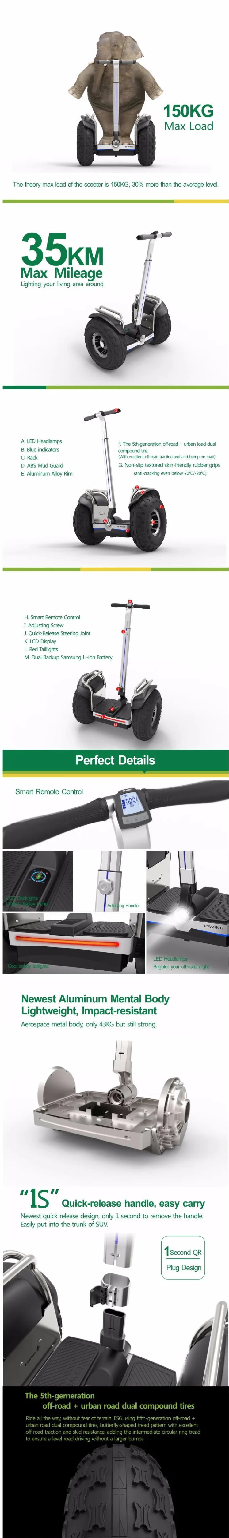 No Tax Self Balance Scooters Leg Control Cross Country 2 Wheel 2400W 19inch Electric Scooter 72V Samsung Battery Hoverboard  (185)