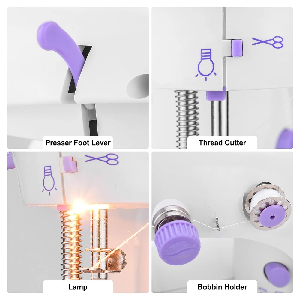 Mini Sewing Machines Portable Singer Overlock Handheld Stitch Sew needlework Cordless Clothes Fabrics Electric accessories