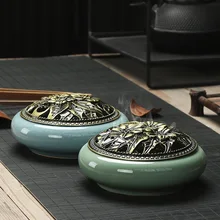 Ароматическая горелка Celadon, керамический сплав, медное покрытие, печь для ароматерапии, чайная церемония, ароматерапия, аксессуар для комнаты для медитации