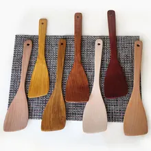 Прямая поставка от производителя креативная деревянная кухонная лопатка строительные блоки Толстая косой рот деревянная лопатка антипригарная кухонная лопатка