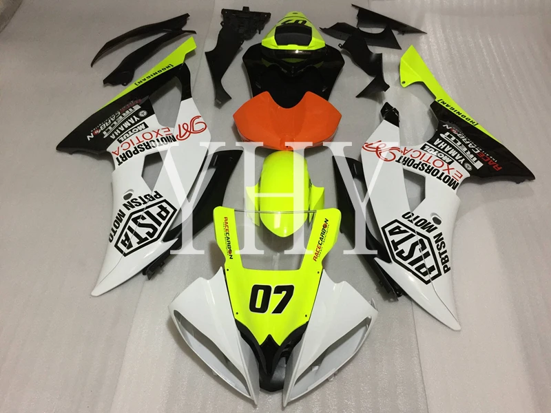 Желтый Черный и белый ABS впрыска Кузов обтекатель комплект для Yamaha YZF R6 YZFR6 YZF-R6 2008 2009 2010 2011 2012