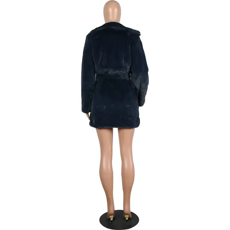 HAOYUAN, пальто из искусственного меха кролика, женская одежда больших размеров, отложной воротник, длинный рукав, мягкая флисовая зимняя куртка, Толстая теплая верхняя одежда