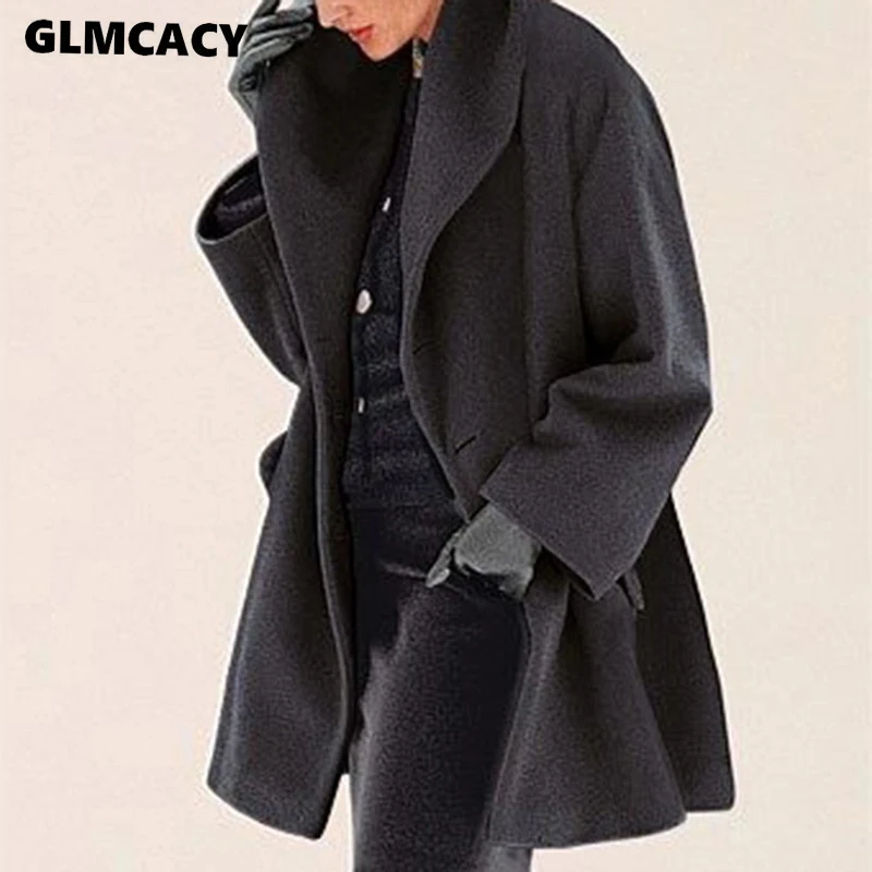 Kopen Vrouwen Pluizige Jas Herfst Winter Jas Ongedwongen Warme Kraag Bont Uitloper Mid Lengte Fuzzy Wollen Jassen