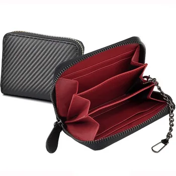 

Business Carbon Fiber Pattern Microfiber Leather Men's Wallet Multifunctional Zip Fastener Short Coin Purse Portefeuille Homme