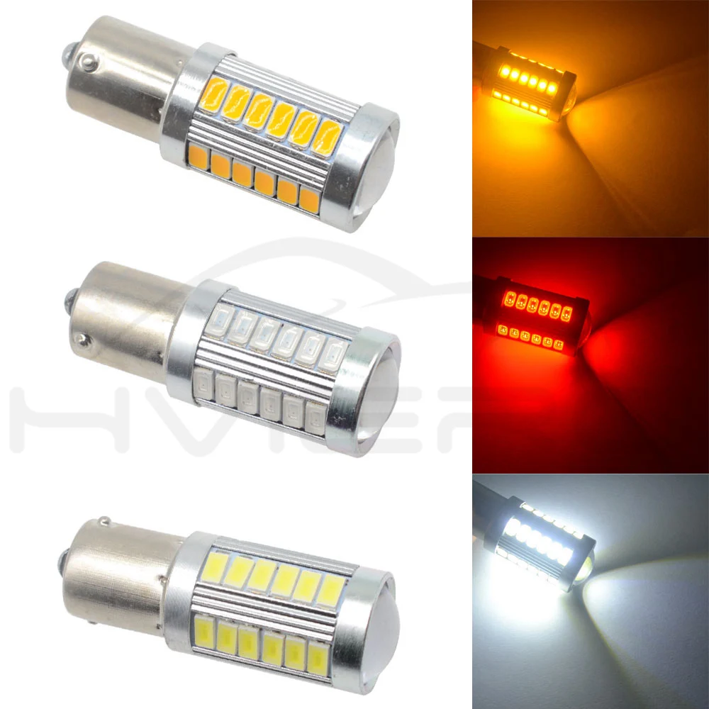 Hviero White Red 1156 BA15S 1157 BAY15D P21 5W 33SMD 5730 LED Car Brake Lights Tail Lamp Turn Signal Auto Led Rear Reverse Bulbs DRL