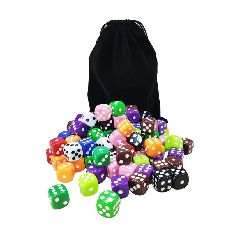 100Pcs/set Foreign Trade New Product 16mm Color Dice Acrylic New Material Dice Game