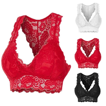 

Push Up Bras Women Underwear Sexy Lace Solid Brassiere Cross Side Buckle Sleep Sports Bra Wireless Breathable Plus Size Lingerie