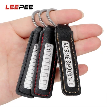 

LEEPEE Phone Number Plate Car Keychain Key Ring Phone Number Card Anti-lost Car-styling Auto Vehicle Key Chain Keyring