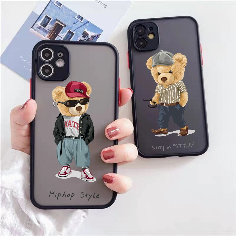 Cute BEAR Hard Phone Case For iPhone 11 12 Pro Max XR X XS