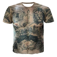 Camiseta con estampado 3D de tatuaje para hombre, camisa Sexy con músculos, estilo callejero, Hip-Hop, divertida, de verano, nueva