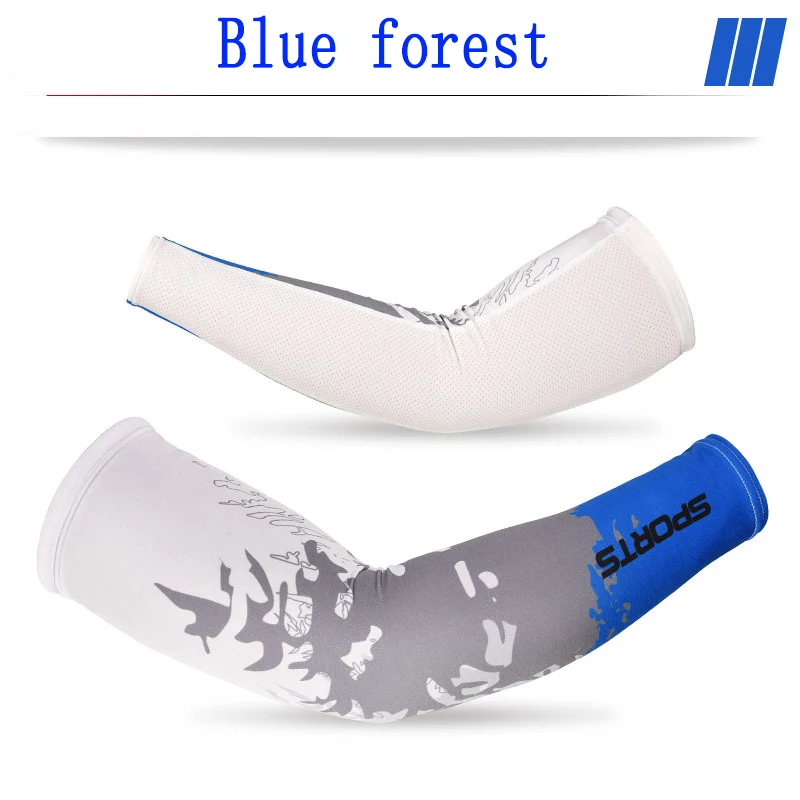 blue forest Ледяной рукав ледяной шелк рукав мужчины и женщины открытый вождение для рук с защитой от ультрафиолета рукава Лето Солнцезащитный принт перчатки - Цвет: blue forest