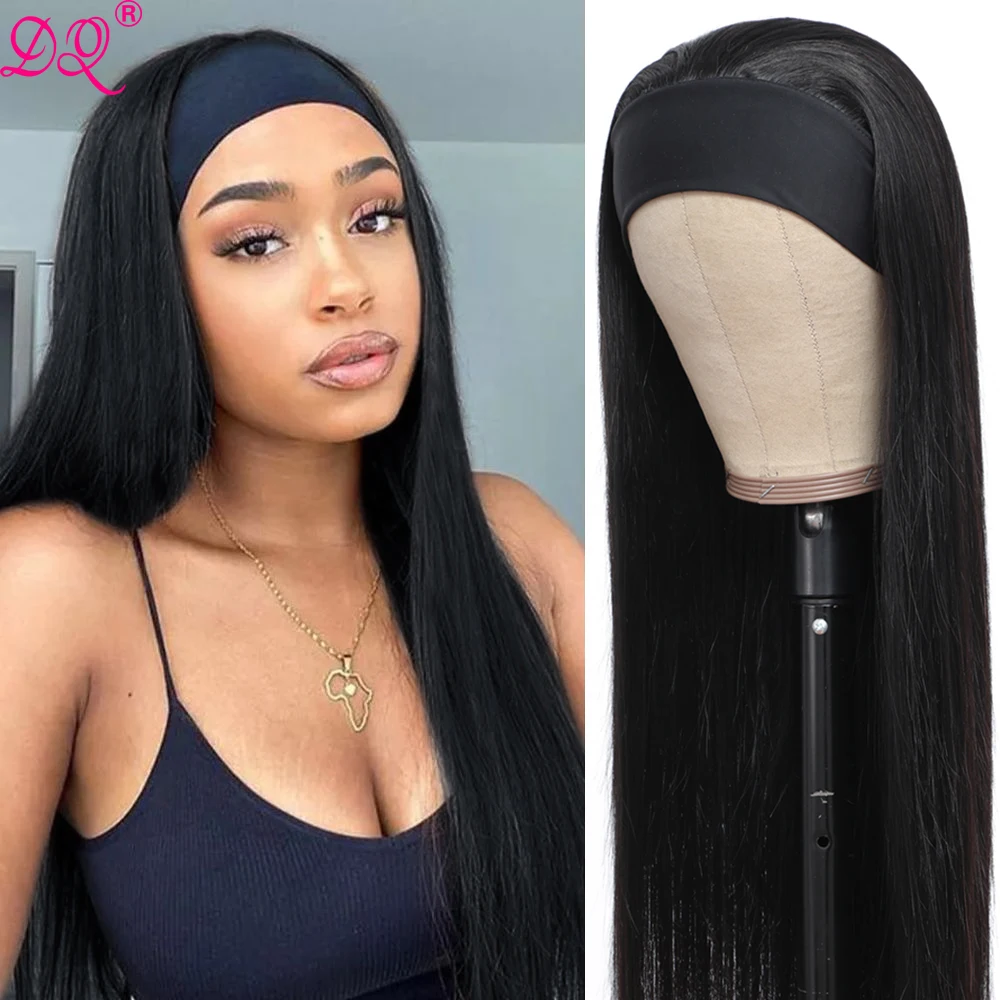 

DQ Headband Wig Silky Straight Synthetic Wig for Woman Daily Party Cosplay Wigs Easy Wear Heat Resistant Fiber Wig with Headband