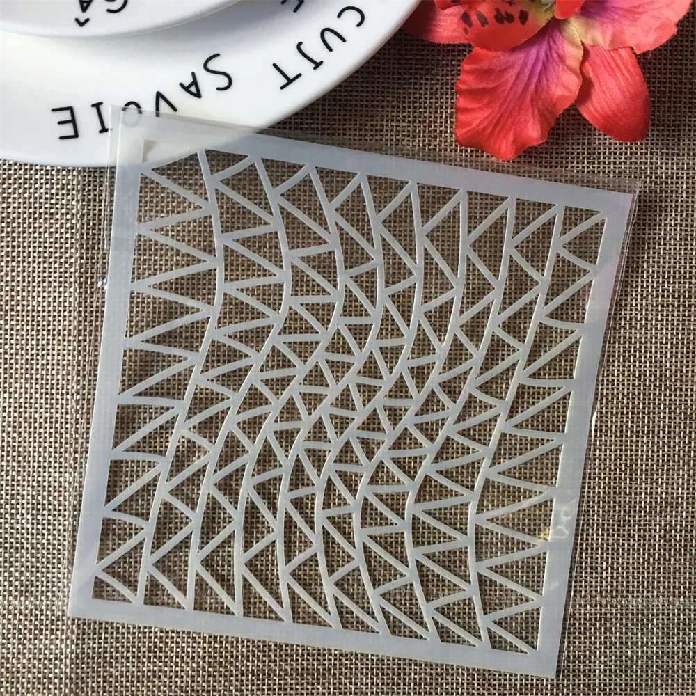 5&quot Tri angle Matrix Flag DIY Layering Stencils Wall Painting Scrapbook Coloring Embossing Album Decorative Paper Card Template | Дом и сад