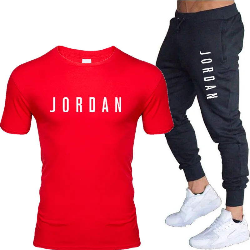 

Summer men's hot new letter printed T-shirt casual sports pants casual wear men's sports leisure sports T-shirt set