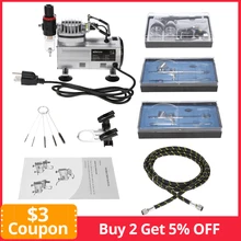 3 шт. набор аэрографа двойного действия+ воздушный компрессор для краски, распылитель воздуха, набор кистей для пескоструйной обработки, тату, ногтевого дизайна, поставка для Tornador