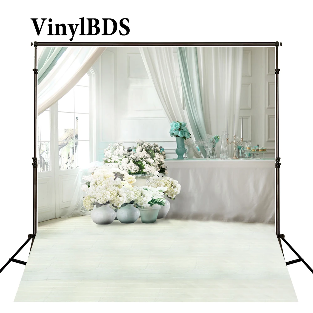 VinylBDS Крытый белый свадебный фото фон цветы интерьер занавеска детский дети фоны