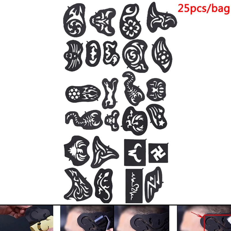 

Template +1 Pcs Dyeing Brush Coloring Pattern Stencil Tattoo Barber Tattoo Stickers 25pcs Hair Trimmer Tattoo