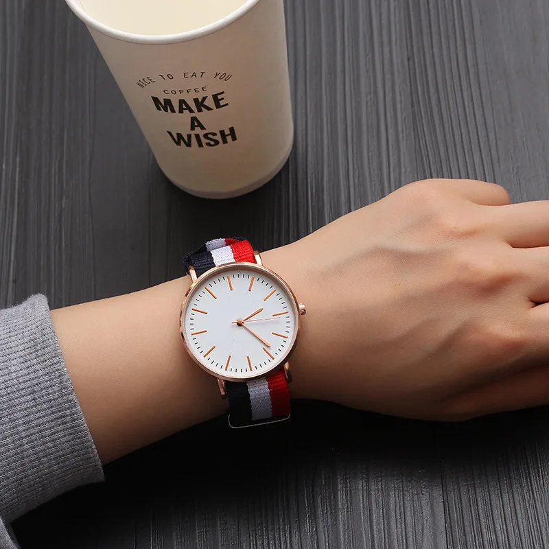 

Fashion Woven Belt Watch Men And Women Students Simple Korean-style Trend College Style Men And Women Couple Watch