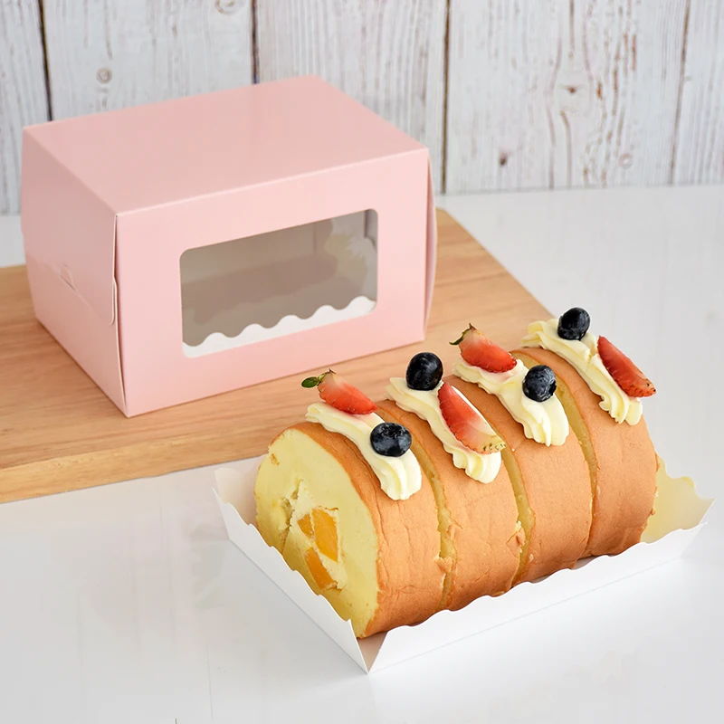 20set Roll Cake paper packaging Boxes Mousse container Bread carrier boxes Food Bakery cookie holder open window | Игрушки и хобби
