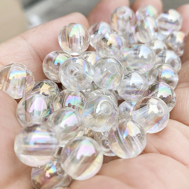 Cuentas redondas de bolas de goma acrílicas para niñas, aretes, pulseras y color AB, Blanco claro, 6mm, 8mm, 10mm, 12mm, 14mm|cuentas| - AliExpress