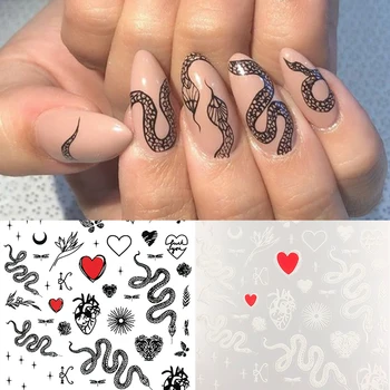 

Snake Hot DIY 3D Nail Art Sticker Self Adhesive Sticker Decals Tool Black Snake Deisgn Nail Art Tattoo Decoration Tips Paper