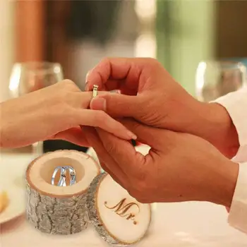 

2PCS Valentine's Day Wedding Ring Bearer Wooden Ring Bearer Box Wedding Rings Holder new arrive